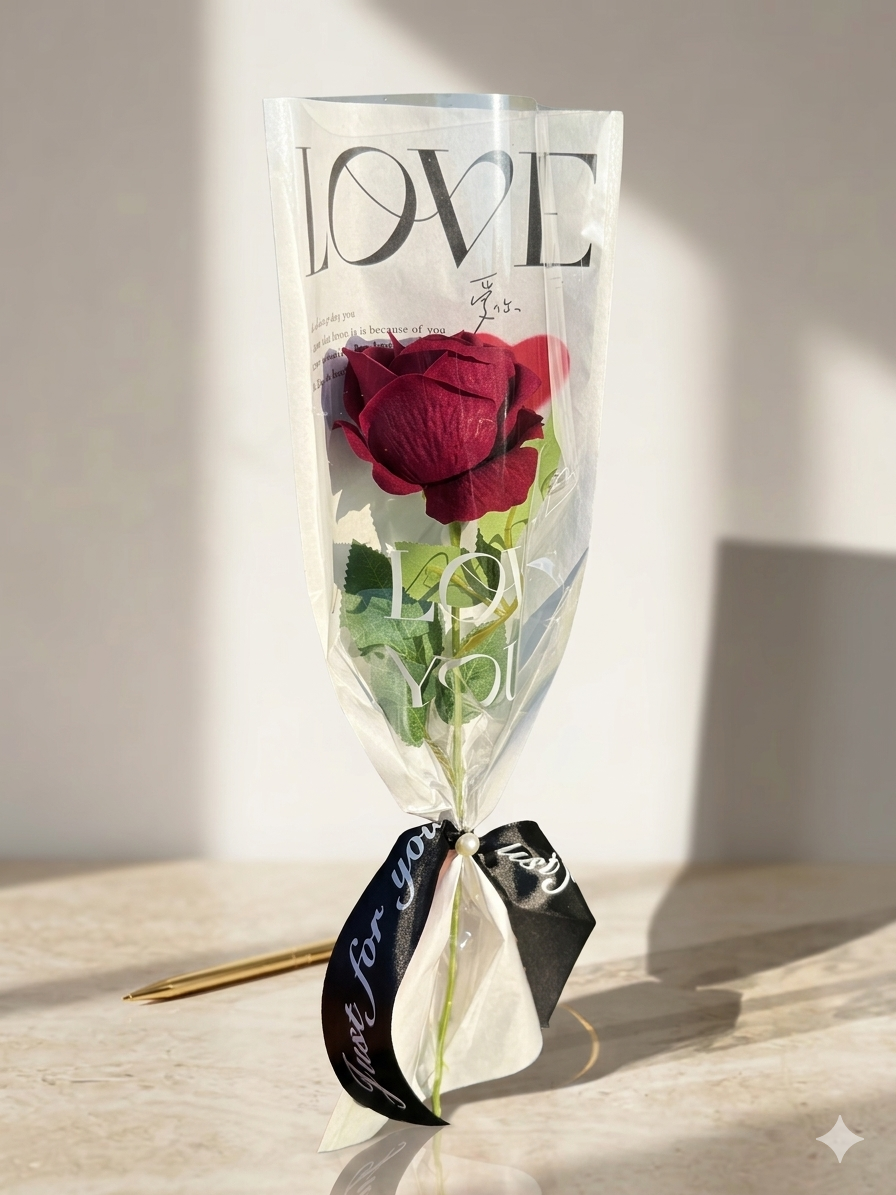 Single rose I LOVE YOU wrapping