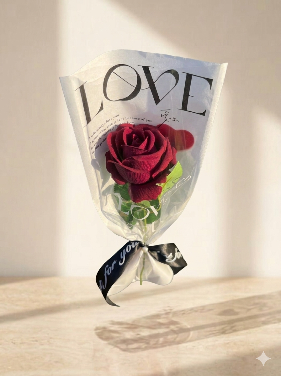 Single rose I LOVE YOU wrapping