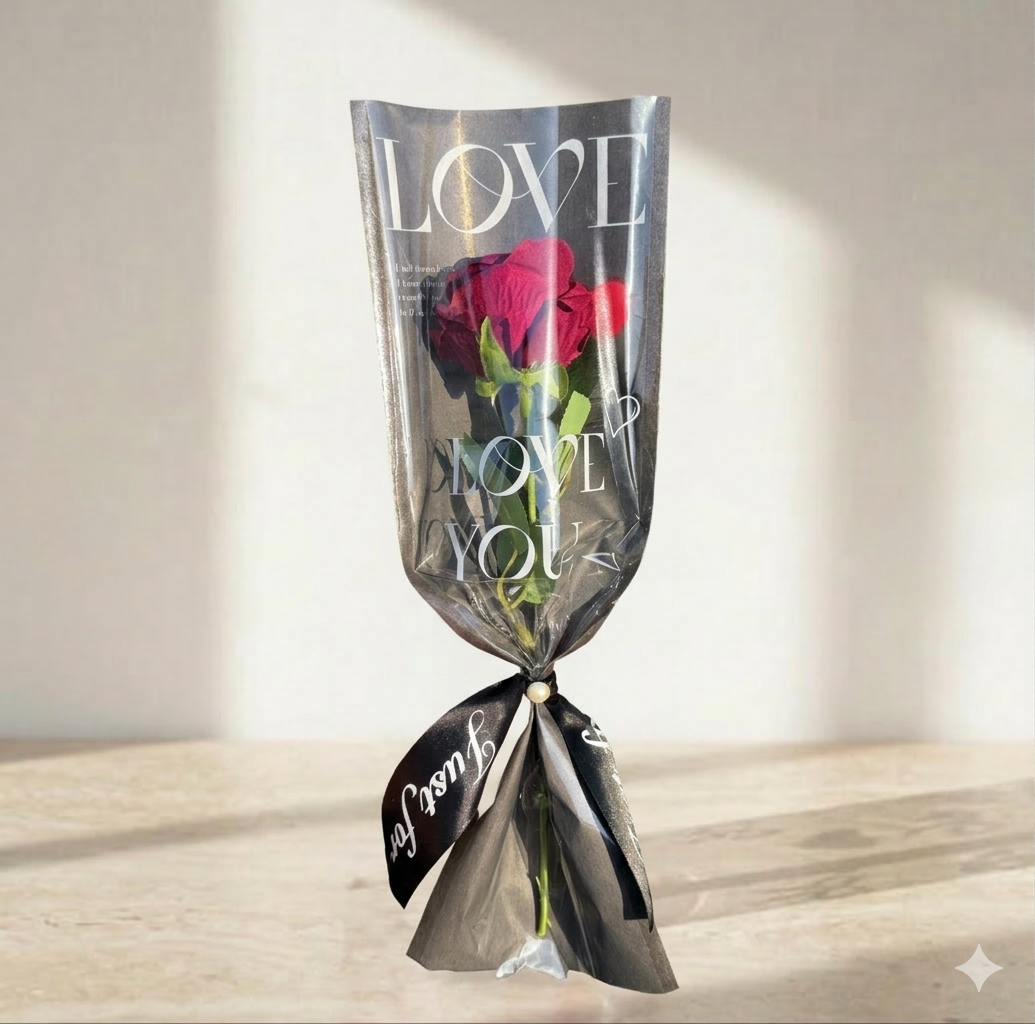 Single rose I LOVE YOU wrapping