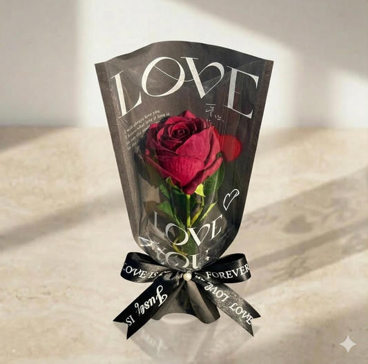 Single rose I LOVE YOU wrapping
