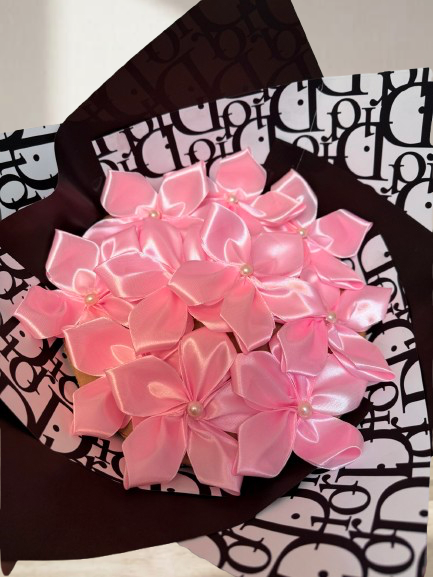 Handmade Plumeria artificial ribbon bouquet 🌸✨